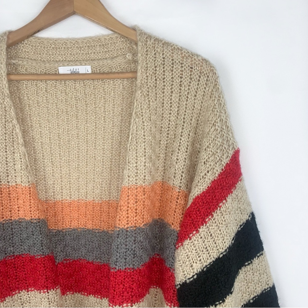 Talulah Colorful Stripe Chunky Knit Cardigan Balloon Sleeve - Picture 6 of 10
